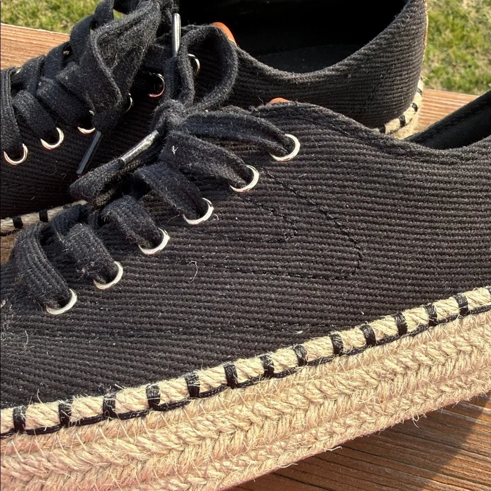 Tretorn Eve Platform Espadrille Lace Up Shoes Black 7.5
